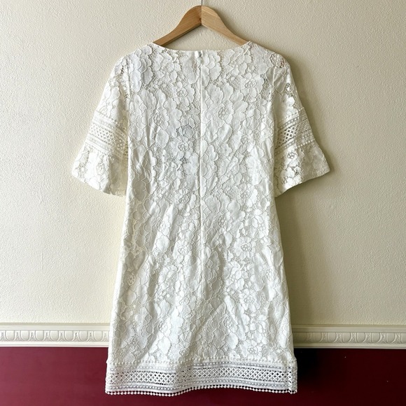 NEW Lauren Ralph Lauren Cream Ivory Lace‎ Dress Boat Neck Cotton Blend Women's 2 - Picture 8 of 12